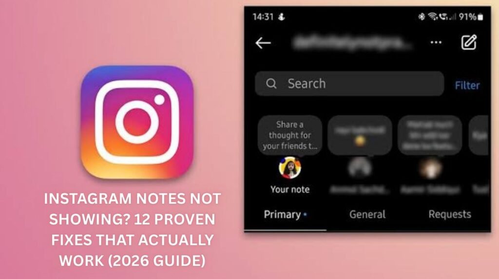 instagram notes not showing